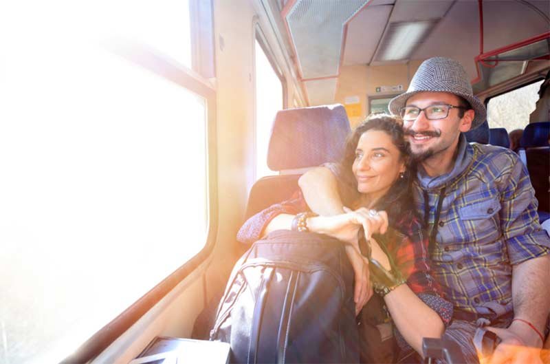 couple on a train